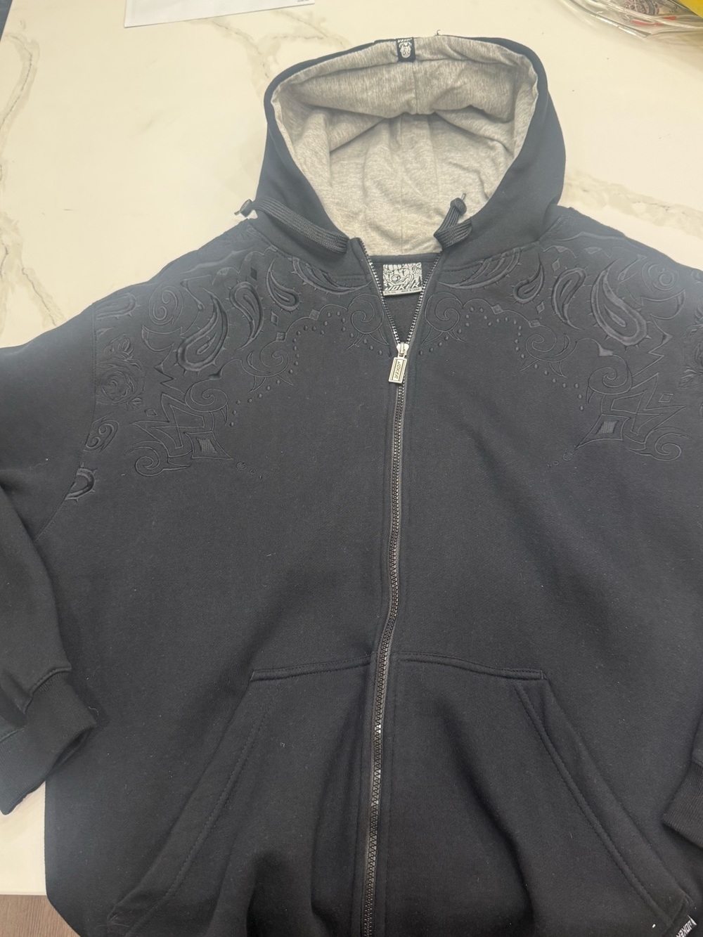 Joker Zip-Up Hoodie with Subtle Embossed Shoulder Design